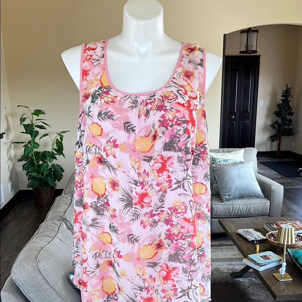 Daniel Rainn Pink  Floral Sleeveless Tank Top